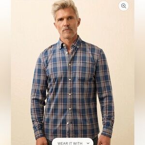 Faherty Men’s Clay Twilight Plaid Button Down Size Large EUC Cotton, quality